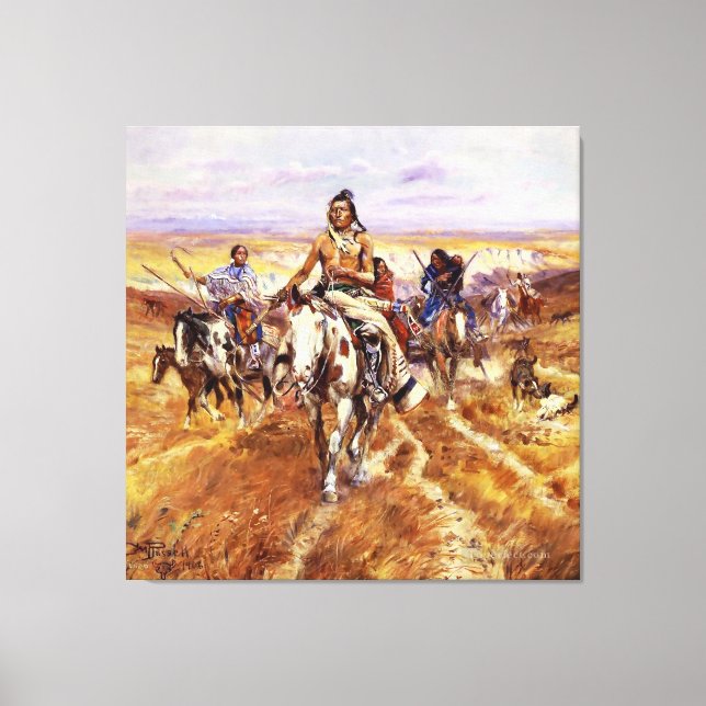 “When the Plains Were His” by Charles M Russell Canvas Print (Front)