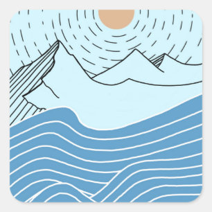 When the sea meets the mountain square sticker