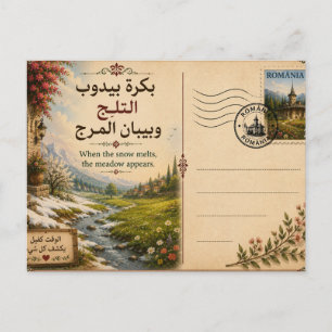 When the snow melts, the meadow appears postcard
