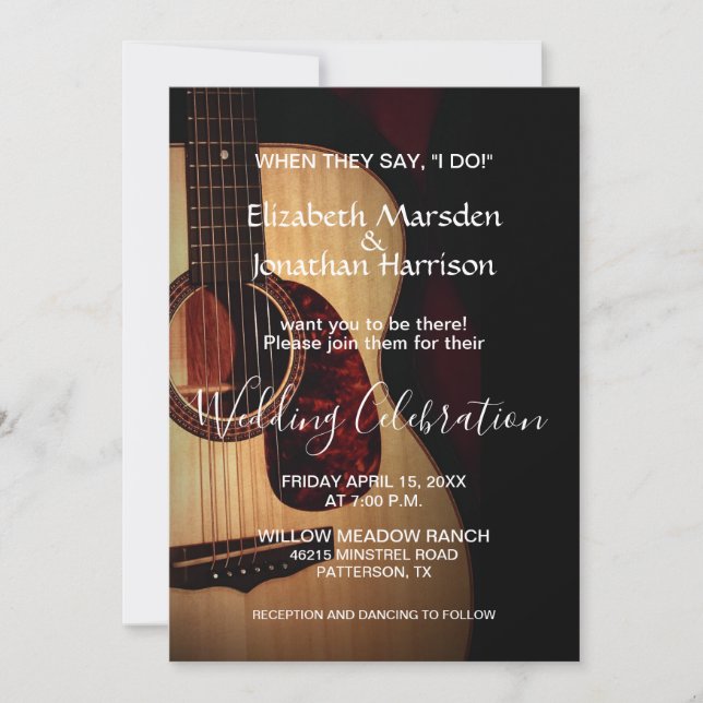 When They Say I Do Guitar Country Wedding Invitation (Front)