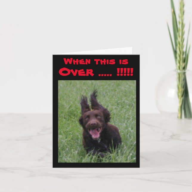 when this is over greeting card with ecstatic dog (Front)