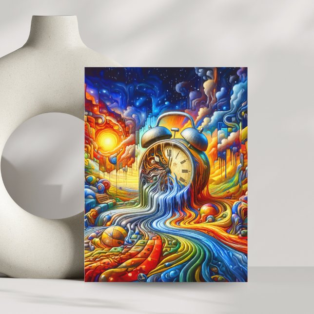 When Time Melts Away Postcard (Reflect on life's fleeting beauty with this surreal, melting clock postcard.)