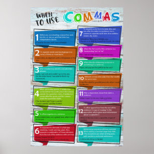 When To Use Commas Punctuation Chart Poster