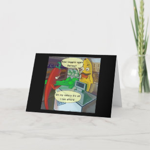 When Vegetables Shop Comic Greetingcard Thank You Card