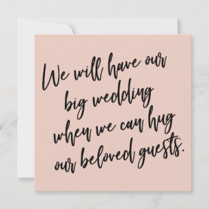 When We Can Hug Blush Postponed Wedding Card