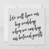 When We Can Hug Grey Postponed Wedding Card