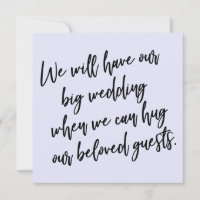 When We Can Hug Lavender Postponed Wedding Card