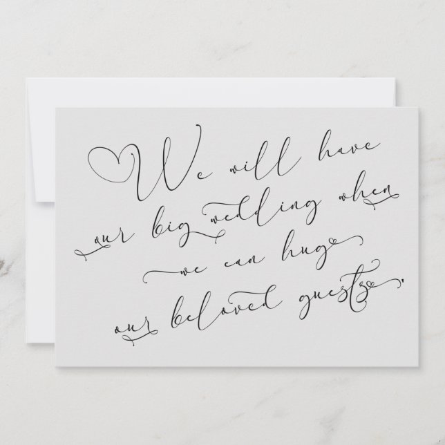 When We Can Hug Postponed Wedding Light Grey Card (Front)