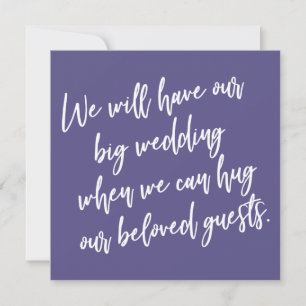 When We Can Hug Purple Postponed Wedding Card