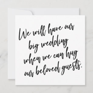 When We Can Hug White Postponed Wedding Card