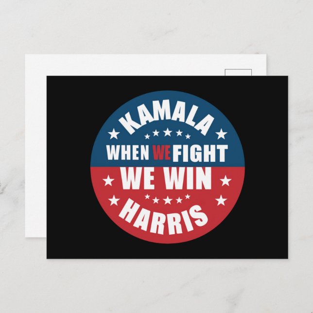 When We Fight We Win 2024 Kamala Harris USA  Postcard (Front/Back)