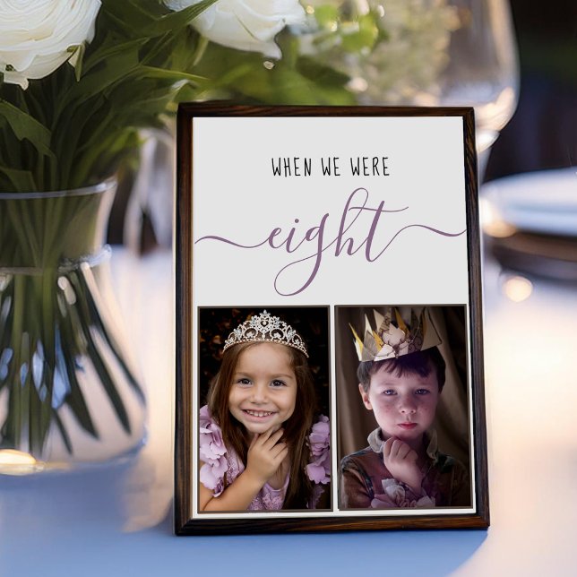 When We Were Eight Script Childhood Photos Wedding Table Number (Creator Uploaded)