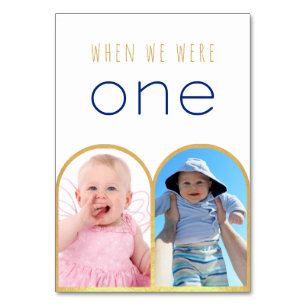 When We Were One Photo Gold Arch Modern Wedding Table Number