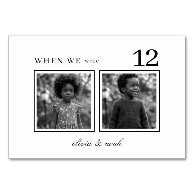 When We Were Wedding Table Cards, Table Number (Front)