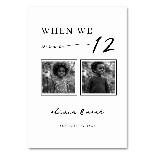 When We Were Wedding Table Cards, Table Number (Front)
