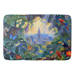 When Wildlife Watches Manhattan – A Cityscape  Bath Mat