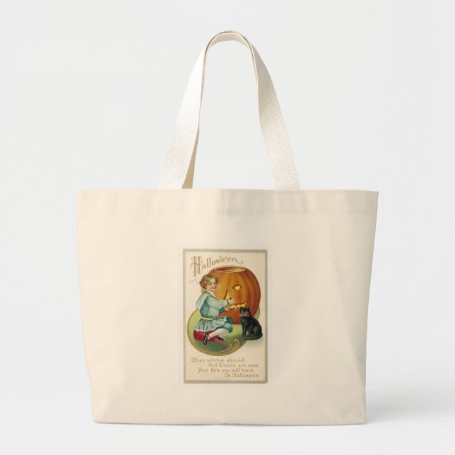 When Witches Abound at Halloween Large Tote Bag (Front)