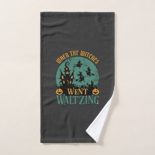 When Witches Went Waltzing Halloween Haunted House Hand Towel