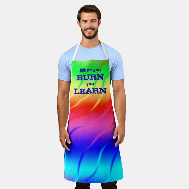 When You Burn You Learn Rainbow Apron (Worn)