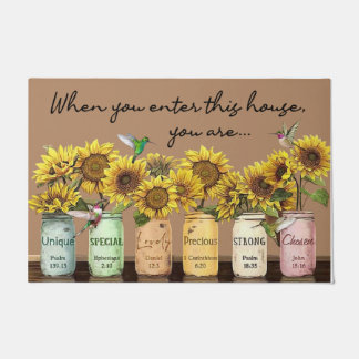 When you enter this house doormat, Sunflower Doormat