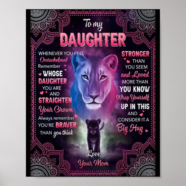 Whenever U Feel Overwhelmed Lion Mum To Daughter  Poster (Front)
