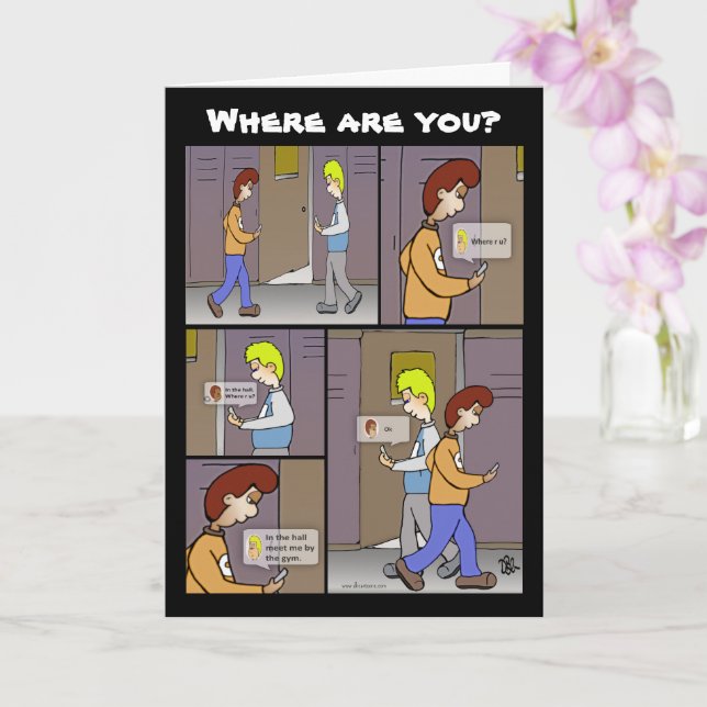 Where Are You Black Greeting Card (Orchid)
