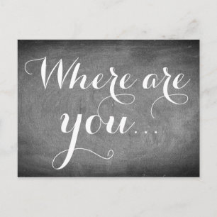 Where are you, Handwriting Typography Black White Postcard