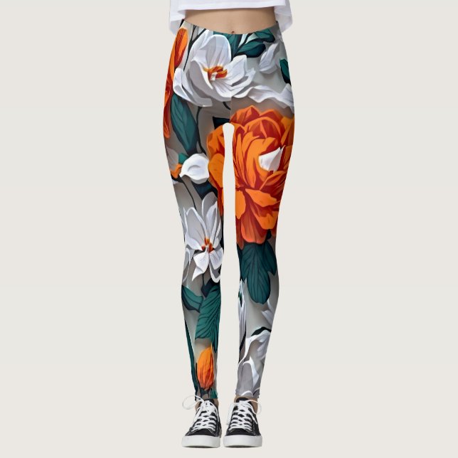 Where Art and Comfort Embrace: Ethereal Blooms Leggings (Front)