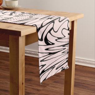 Where Art Meets Thought Black and Pink Long Table Runner