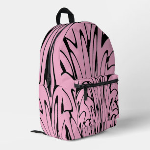 Where Art Meets Thought Black and Pink  Printed Backpack