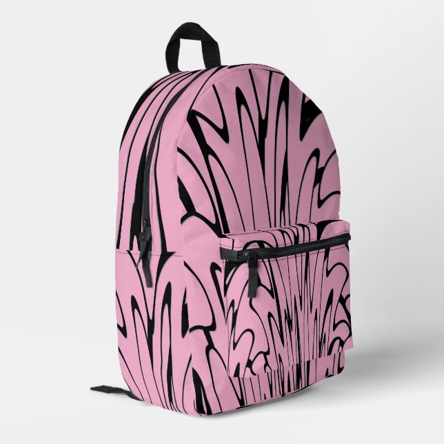 Where Art Meets Thought Black and Pink  Printed Backpack (Back Corner Left)