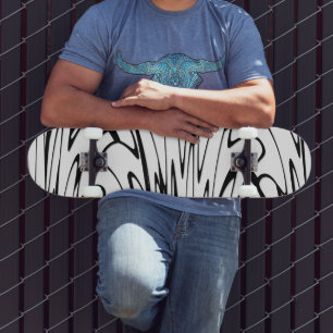 Where Art Meets Thought Black and White Skateboard