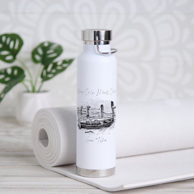 Where Calm Meets Catch Water Bottle (Yoga (Rotated))