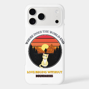 Where Does The World End Cute Cat Retro Sunset T