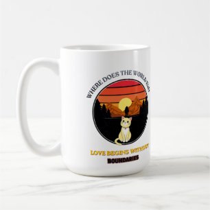 Where Does The World End   Cute Cat Retro Sunset T Coffee Mug