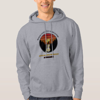 Where Does The World End | Cute Cat Retro Sunset T Hoodie