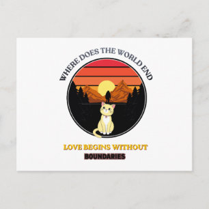 Where Does The World End   Cute Cat Retro Sunset T Postcard