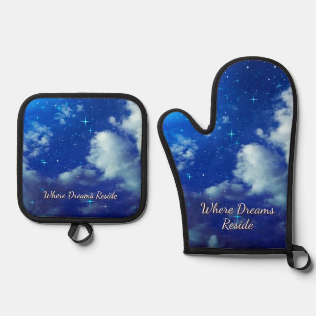 Where Dreams Reside Kitchen Set | Starry Oven Mitt (Front)