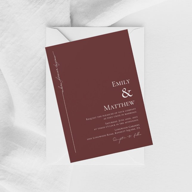 Where Forever Begins Burgundy Wedding Invitation (Creator Uploaded)