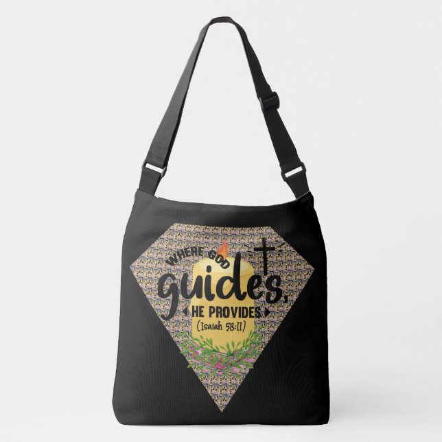 "Where God Guides, He Provides" Bible Verse  Crossbody Bag (Front)
