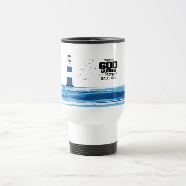 Where God Guides He Provides Travel Mug (Center)