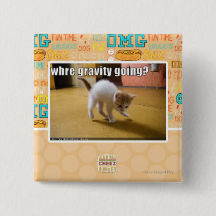 Where gravity going? 15 cm square badge