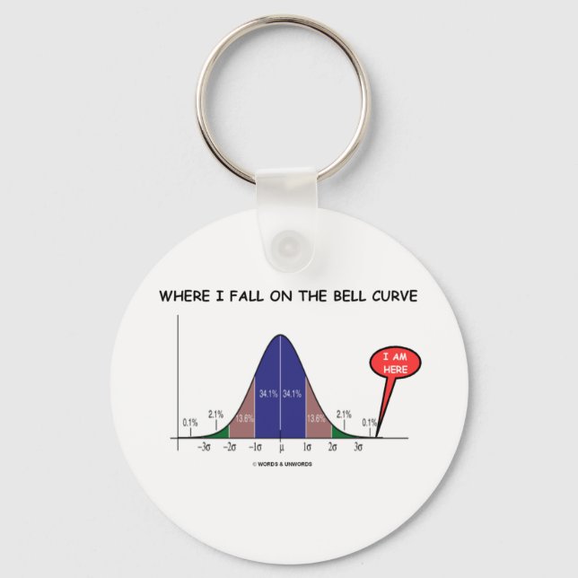 Where I Fall On The Bell Curve I Am Here Key Ring (Front)