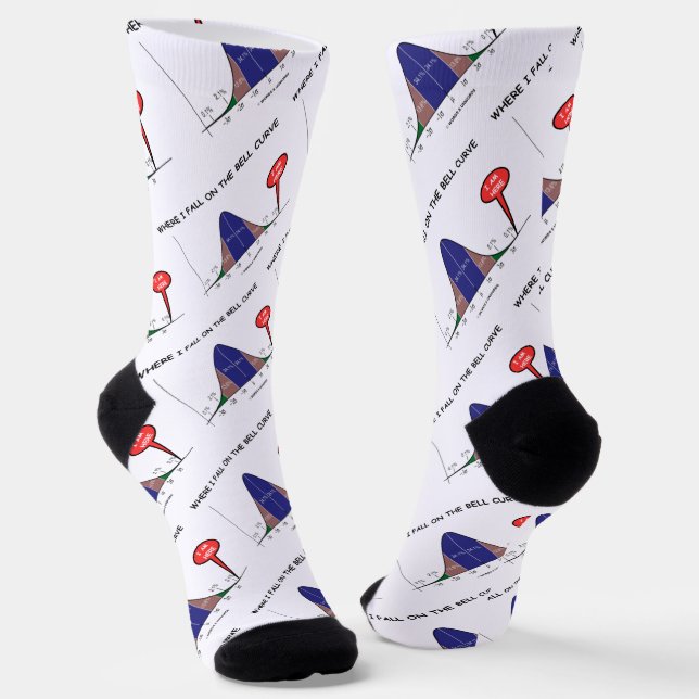 Where I Fall On The Bell Curve I Am Here Stats Socks (Angled)