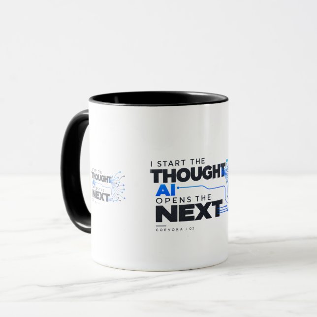 Where Ideas Meet Intelligence — COEVORA 02 Mug (Front Left)