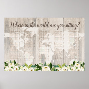 Where in the World Rustic Map Wood Seating Chart