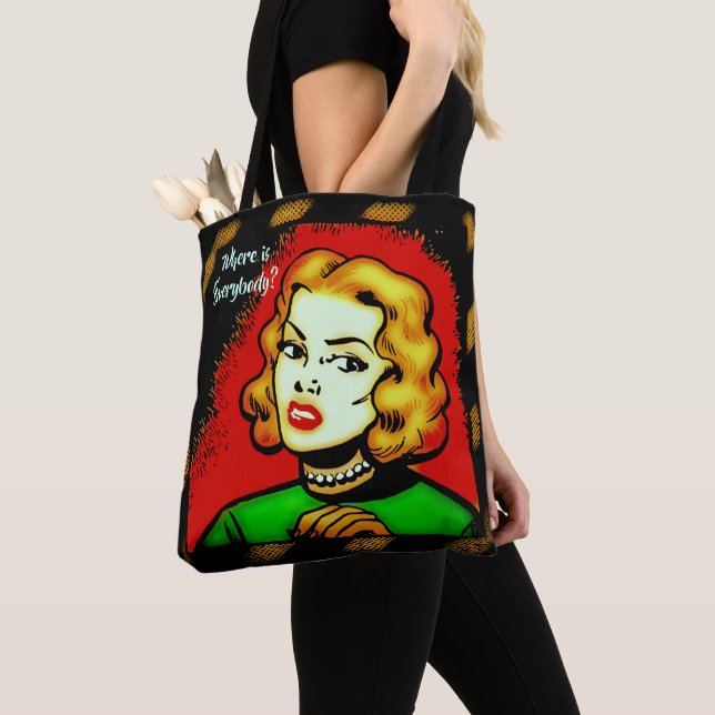Where Is Everybody? Retro Comic Book Style Tote Bag (Close Up)