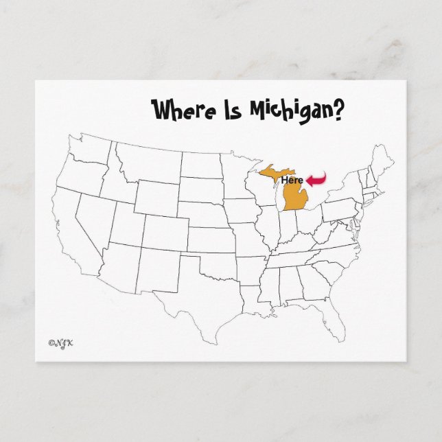 Where Is Michigan? Postcard (Front)