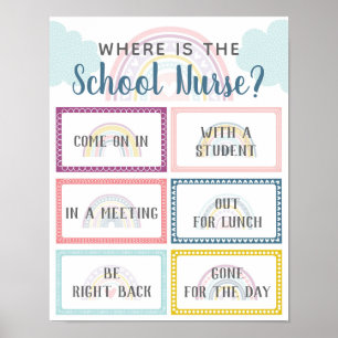 Where is School Nurse Office Door Sign Rainbow
