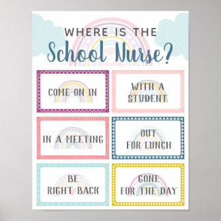 Where is School Nurse Office Door Sign Rainbow